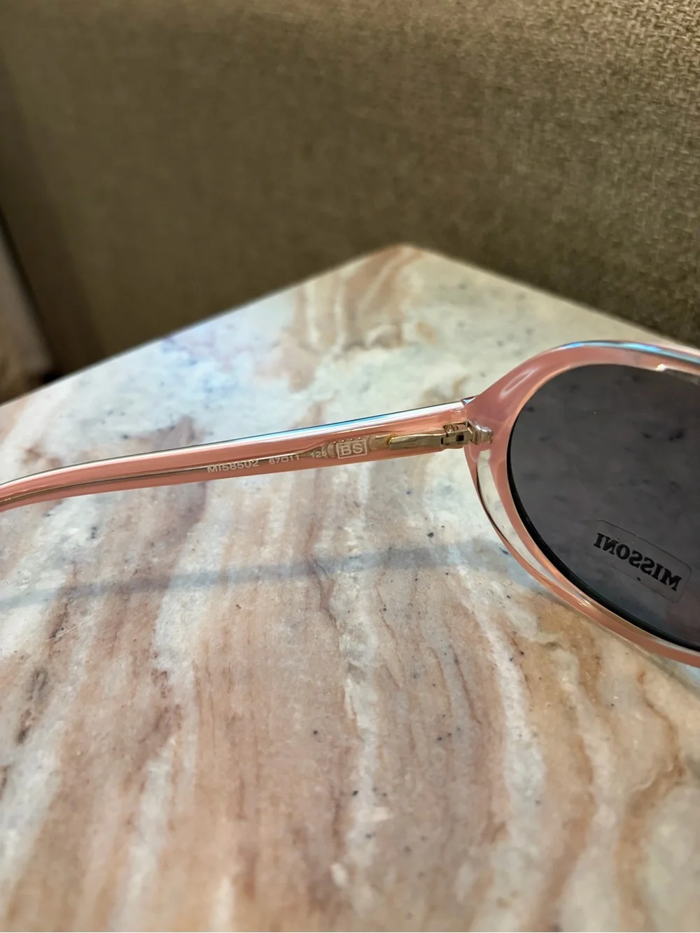 Missoni Pink Frame Sunglasses with Black Temples and Gold Logo